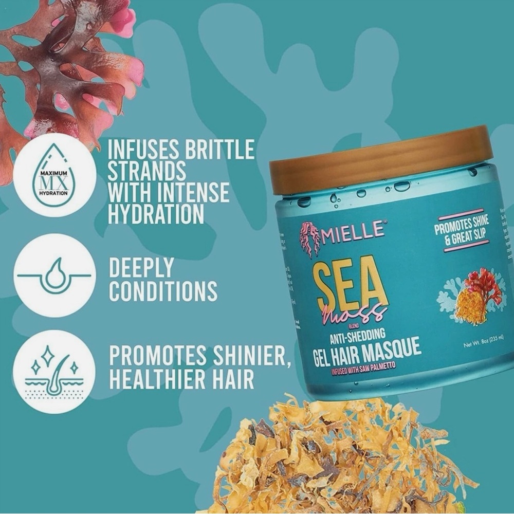 Mielle Organics Sea Moss Anti-Shedding Curly Gel Hair Mask 8oz - Picture 3 of 5